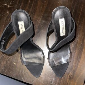 Steve Madden Black and Clear Heels